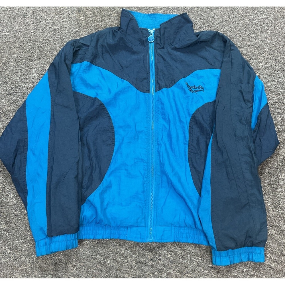 EUC! Vintage Reebok Blue Colorblock Unisex Track‎ Jacket - Size M